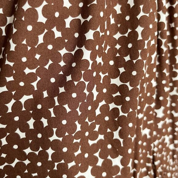 J. Crew Drop Waist Cotton Poplin Mini Dress Womens 8 Brown Floral Pockets Summer - Picture 2 of 11